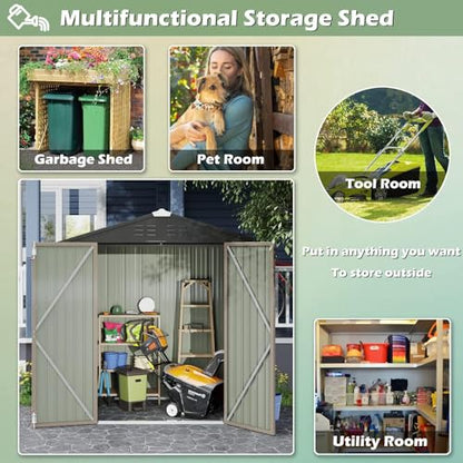 6x4 FT Outdoor Storage Shed (Brown / 6x4 FT)