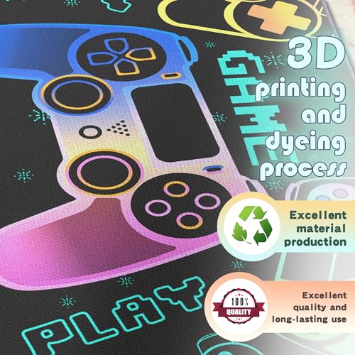 Play Gaming Rug for Bedroom Gamer Mat Gamepad for Boys Room 3x4 for Playroom Decor Washable (3'x 4' / Game01)