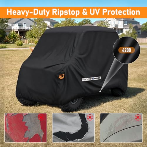 UTV Cover Heavy Duty Ranger Cover Waterproof 2 (M: 126"Lx 65"Wx 73"H (Single row seat）)