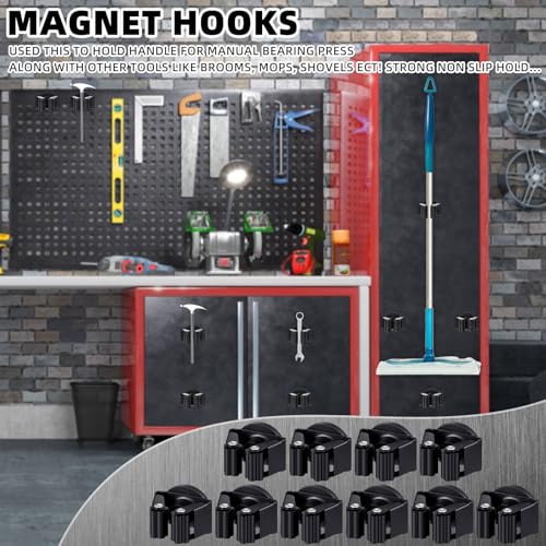 10 Pcs Magnetic Broom Holder Wall Mounted Anti Slip Rack (Black)