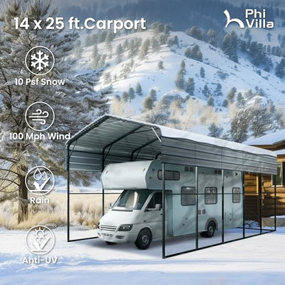 14X25 RV Carport (Gray / 14x25ft for RVS)