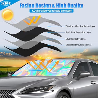 Laser Silver Style Windshield Sun Shade for 2010 (for 2010-2023 Toyota 4Runner-Laser Silver)