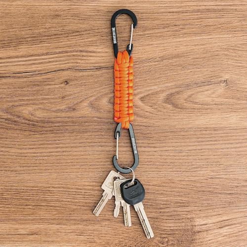 Carabiner Keychain Hook with Paracord Strap (1 Orange 1 Green)