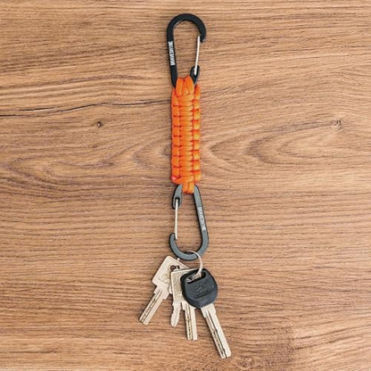 Carabiner Keychain Hook with Paracord Strap (1 Orange 1 Blue)