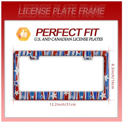 American License Plate Frame Stainless Steel USA Flag License Holder (Personalized American Flag)