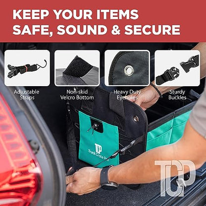 Teal Car Trunk Organizer for SUV & Auto Cargo Storage (Large / Cyan Green)