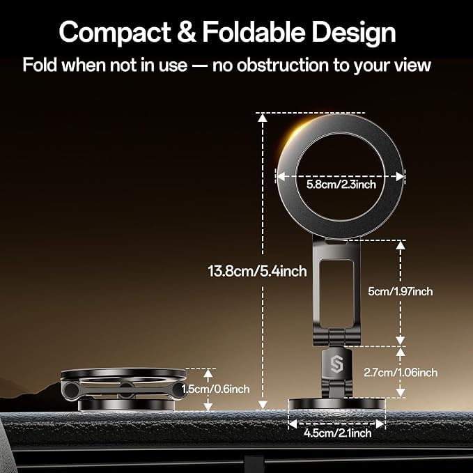 Fits MagSafe Car Mount Magnetic Phone Holder for Dash and Tesla (Titanium Black)