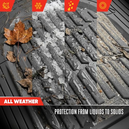 MotorTrend FlexTough Gray Car Floor Mats Rubber All Weather Automotive 2pc (2pc Front (Sedan, Compact) / Gray)
