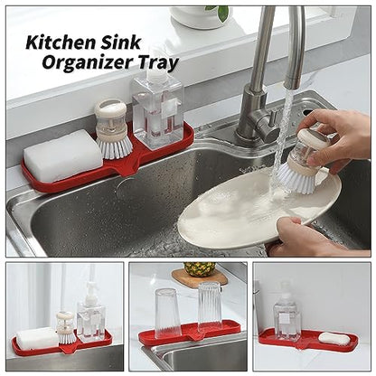 Silicone Soap Dish with Drain Spout (Red / L(12"×4"))