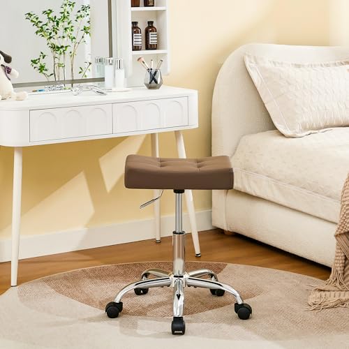 Hairstylist Stool with Wheels (Coffee Brown)