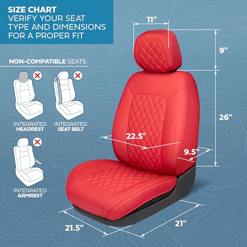 Curated Cabernet Napa Leather Seat Covers for Cars & SUVs (Red (Cabernet) – Set / Full Set)