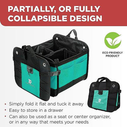 Teal Car Trunk Organizer for SUV & Auto Cargo Storage (Large / Cyan Green)
