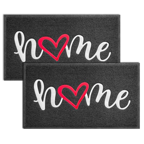 Door Mat 2 Pack Outside Inside Home Doormat 30"x17.5" Durable Floor Mat Non Slip Rug Ultra Absorb Mud Easy Clean Front Doormat for Garage (2'6" x 1'6" / 2pack Home)