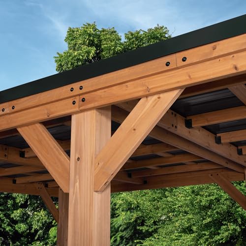 Kingsport 20' x 12' Cedar Wood Outdoor Carport Garage with Heavy (20 ft x 12 ft / Brown wood)