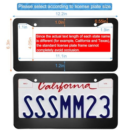 2PCS Matte Black License Plate Frames (wide black)