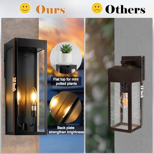 16 Inch Outdoor Wall Sconce Lights with 2 (No Sensor)