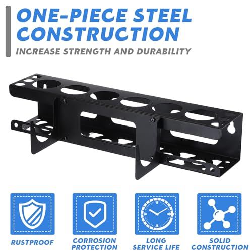 1 Pack Caulking Tube and Gun Holder 6 Slot 16.3 x 6.1 x 3.4 Inch Caulking Gun Storage Rack with Horizontally Base Sealant Organizer for Garage Workshop Work Van Wall Mounted Tubes and Nozzle (6 Slots)