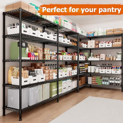 5 Tier Heavy Duty Storage Shelving Unit (Black-15.8"Dx69.8"Wx72.4"H-5 Tier)