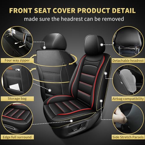 Custom Fit for Ford Ranger Seat Covers 2026 2025 (5 Seats #017 Black&Red)