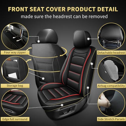 Custom Fit for Ford Ranger Seat Covers 2026 2025 (5 Seats #017 Black&Red)
