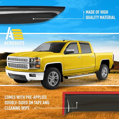 Extra Durable Window Deflectors Tape (For Chevy Silverado 14-18 1500/2500/3500)