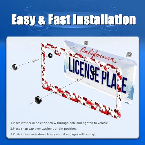 Blood Splattered License Plate Frame Stainless Steel Car Accessories (Scarry Halloween Blood Splattered)