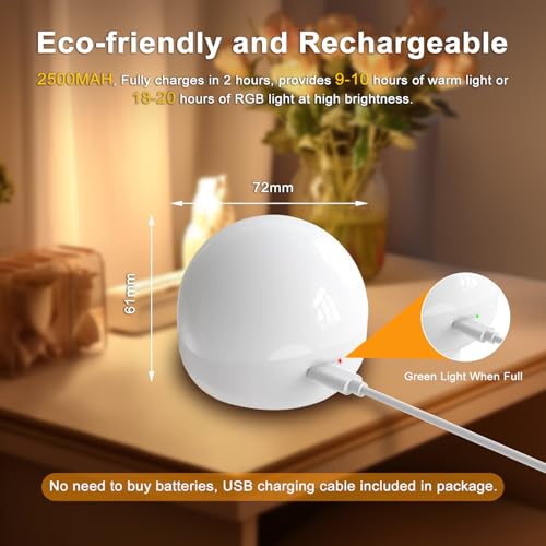 E26 2500mAh Rechargeable Light Bulbs with Remote for Lamp Sconces (2500mAH-2PK)