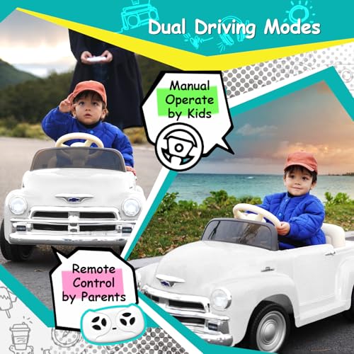 12V Kids Ride on Car Licensed Chevrolet 3100 (12v White)