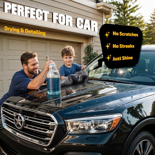 2 Pack 1200 GSM Car Drying Towels (Gray)