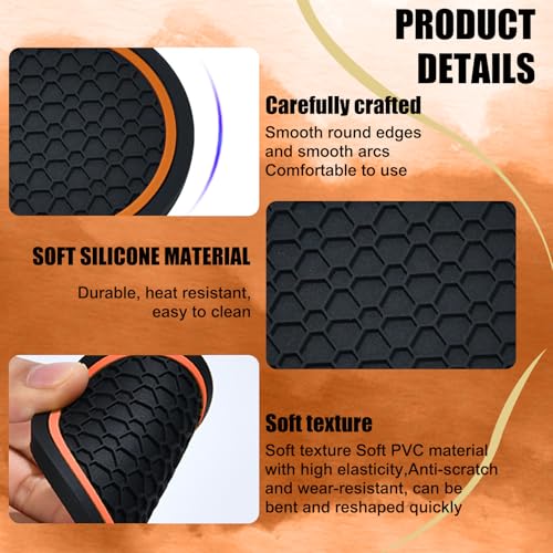 4PCS Car Cup Holder Coasters (Black/Orange)