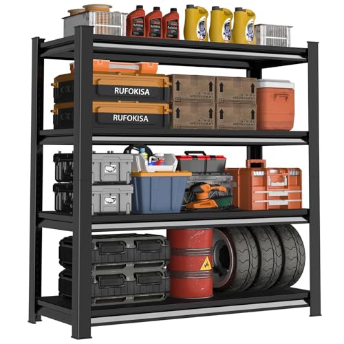 40in Wide Garage Shelving Heavy Duty (40"W×16"D×72"H / Black)