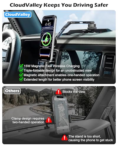 Extended 15W Magnetic Wireless Car Charger Phone Mount for Ford Bronco 2021 (Extended)