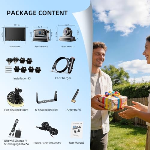 Magnetic RV Wireless Backup Camera (10" 4-Cam)