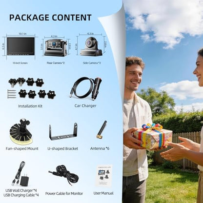 Magnetic RV Wireless Backup Camera (10" 4-Cam)