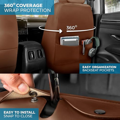Curated Terracotta Napa Leather Seat Covers for Cars & SUVs (Brown/Black (Teracotta) / Front Seats)