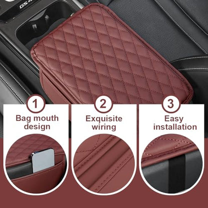 Memory Cotton Leather Car Armrest Box Pad (Red)