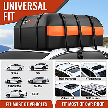 Car Rooftop Cargo Carrier Bag (Black-21 Cubic Feet)