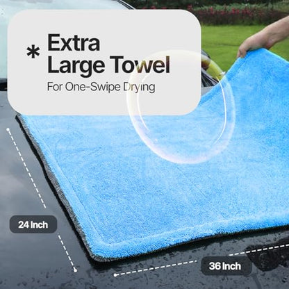 Crystal Clean 1300 GSM Car Drying Towel (Blue / Pack of 1)