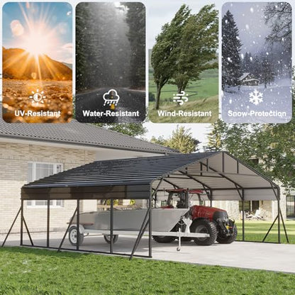 20x20 FT Metal Carport (Gray / 20x20FT)