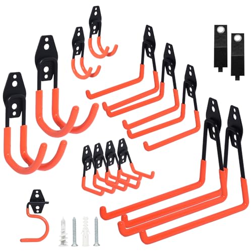 16 Pack Steel Heavy Duty Garage Hooks Storage Hooks with Anti (Orange)