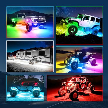 C2 MAX 16 Pods RGB+IC Chasing Rock Lights with White Housing (16 Pods With White Housing)