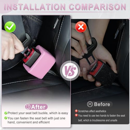 2PCS Seat Belt Buckle Holder (Pink)