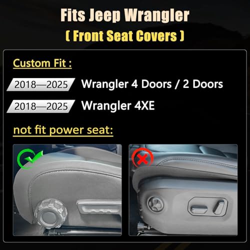 Wrangler JL Seat Covers Custom Fit for Jeep Wrangler (Black / 18-26 JL 2/4 Door Front)