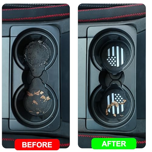 4 Pack Car Cup Coaster Silicone Spill (Black American Flag / 4 Pack)