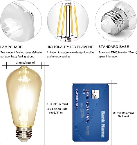 LED Edison Bulb 4W (Amber Warm / Pack of 6)