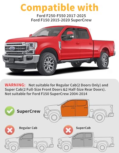 Window Rain Guards for Ford F150 2015 (2015-2020 F150 SuperCrew/2017-2026 F250-F550)