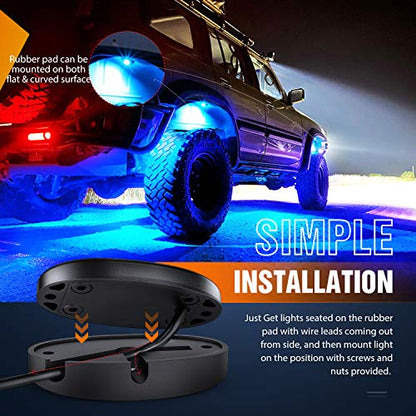 4PCS Blue LED Rock Lights Underglow Wheel Well Pods (Blue / 4Pcs Pods)