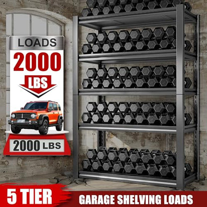 Storage Shelves 2000LBS Garage Shelving Heavy Duty (16.5"D x 31.5"W x 72"H,Black)