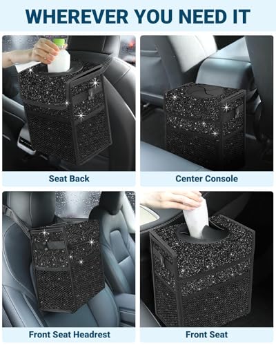 Car Trash Can with Lid (2.5 Gallons / Shiny Black)