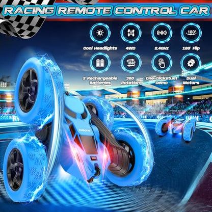 Blue RC Stunt Car for Boys Kids (Blue Pro)
